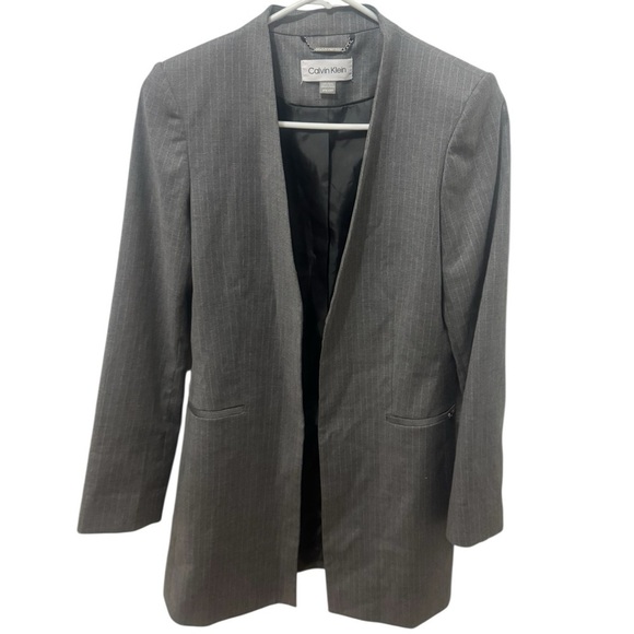Calvin Klein Jackets & Blazers - Calvin Klein Gray Striped Open Blazer Size 8P